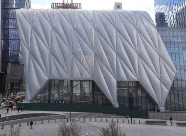 NEW YORK - MARCH 19, 2019: The Shed at Hudson Yards A New Center For The Arts is a cultural center under construction on the far west side of Manhattan, New York City.  clipart