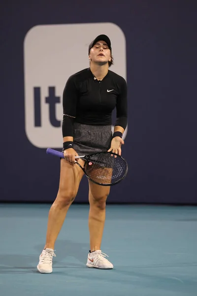 Miami Gardens Florida Mart 2019 Profesyonel Tenis Oyuncusu Bianca Andreescu — Stok fotoğraf