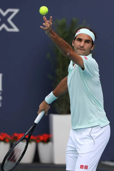 Miami Gardens Florida Maart 2019 Grand Slam Champion Roger Federer — Stockfoto