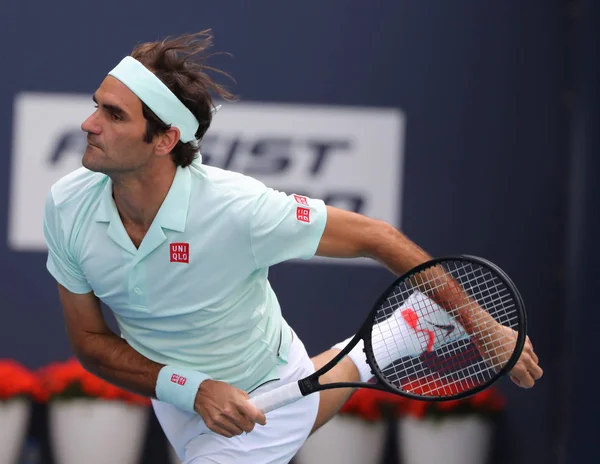 Miami Gardens Florydzie Marca 2019 Grand Slam Championem Roger Federer — Zdjęcie stockowe