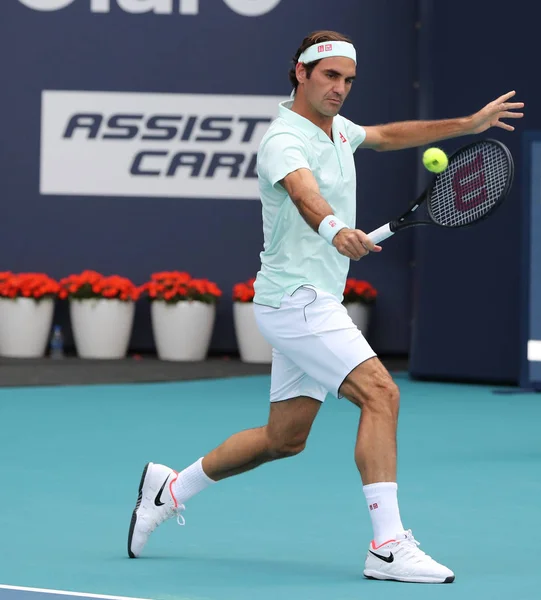 Miami Gardens Florida Mars 2019 Grand Slam Mästare Roger Federer — Stockfoto