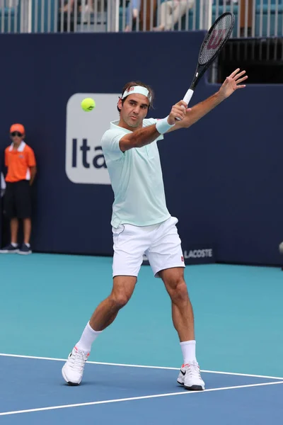 Miami Gardens Florida März 2019 Grand Slam Champion Roger Federer — Stockfoto