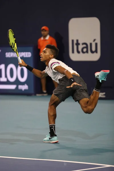 Miami Gardens Florida Maart 2019 Professionele Tennisspeelster Felix Auger Aliassime — Stockfoto