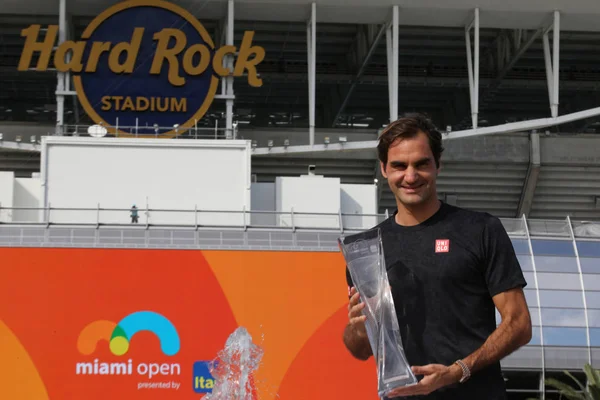 Miami Gardens Florida Marzo 2019 Campeón Del Grand Slam Roger — Foto de Stock
