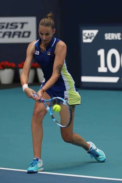 Miami Gardens Florida Mart 2019 Profesyonel Tenis Oyuncusu Karolina Pliskova — Stok fotoğraf