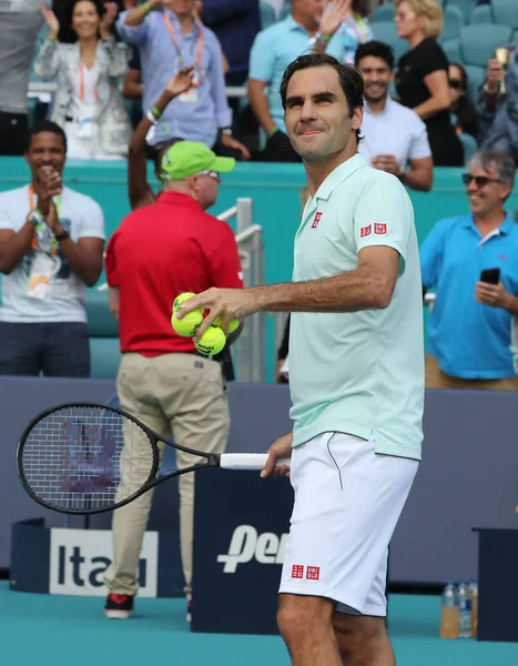 Miami Gardens Florida Maart 2019 Grand Slam Kampioen Roger Federer — Stockfoto