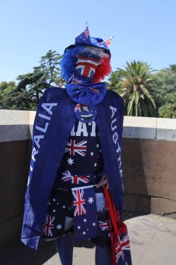 Melbourne, Avustralya - 26 Ocak 2019: Kimliği belirsiz Avustralya Avustralya günü üzerinde Kings etki alanı Gardens Melbourne kutluyor