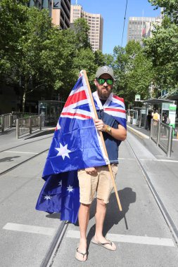 Melbourne, Avustralya - 26 Ocak 2019: Kimliği belirsiz Avustralya Avustralya günü üzerinde Kings etki alanı Gardens Melbourne kutluyor