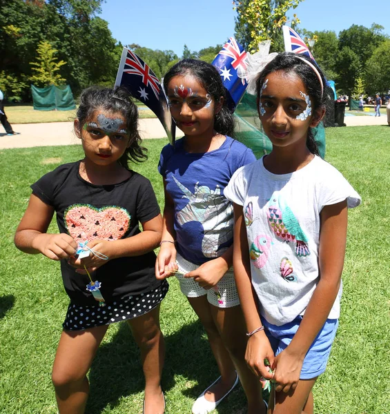 Melbourne Australia Gennaio 2019 Bambini Non Identificati Festeggiano Australia Australia — Foto Stock