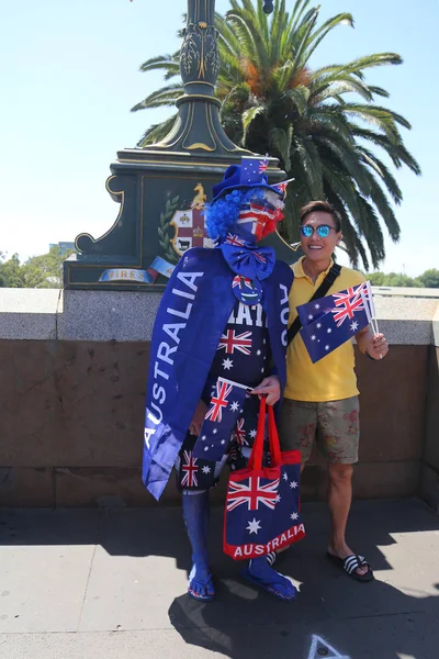 Melbourne Australia Enero 2019 Hombre Identificado Celebra Día Australia Los —  Fotos de Stock