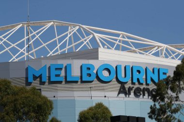 Melbourne, Avustralya-Ocak 27, 2019: Melbourne Arena içinde 2019 Avustralya Açık Avustralya tenis merkezinde Melbourne Park. HiSense Arena Melbourne Arena olarak değiştirildi