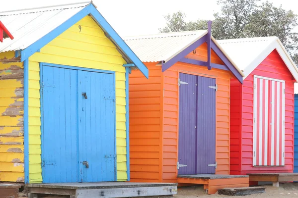 Kleurrijke Zwem Bakken Brighton Beach Melbourne Australië — Stockfoto