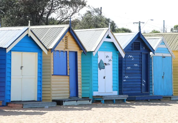 Barevné Koupací Skříňky Brighton Beach Melbourne Austrálie — Stock fotografie