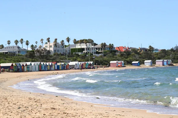 Colorful Bathing Boxes Brighton Beach Melbourne Australia — Stock Photo, Image