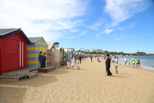 Caixas Banho Coloridas Brighton Beach Melbourne Austrália — Fotografia de Stock