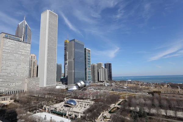 Millennium Park Cloud Gate Sculpture Chicago Aerial View Stock Image