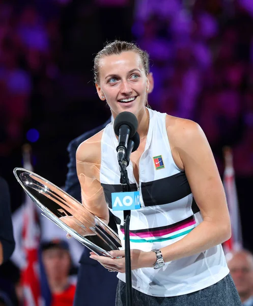 Melbourne Ausztrália Január 2019 2019 Ausztrál Open Döntőse Petra Kvitova — Stock Fotó