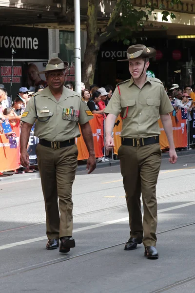 Melbourne Australia Ianuarie 2019 Ofițerii Armatei Australiene Participă Parada Ziua — Fotografie, imagine de stoc