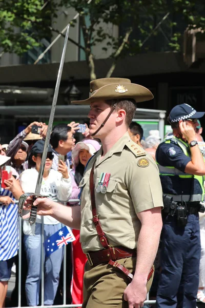 Melbourne Austrália Janeiro 2019 Oficiais Exército Australiano Participam Desfile Dia — Fotografia de Stock