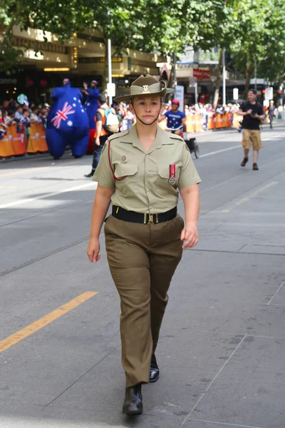Мельбурн Австрия Января 2019 Австралийские Офицеры Участвуют Параде Честь Дня — стоковое фото