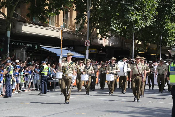 Melbourne Αυστραλια Ιανουαριου 2019 Στρατιωτική Μπάντα Του Αυστραλιανού Στρατού Συμμετέχει — Φωτογραφία Αρχείου