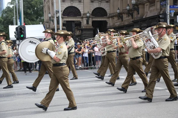 Melbourne Australia Enero 2019 Banda Militar Del Ejército Australiano Participa — Foto de Stock