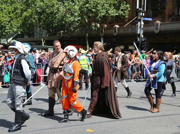 Melbourne Australia Styczeń 2019 Członkowie Legionu Rebeliantów Maszerujący Podczas Parady — Zdjęcie stockowe