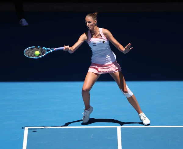 Melbourne Australia Stycznia 2019 Profesjonalny Tenisista Karolina Pliskova Czech Akcji — Zdjęcie stockowe