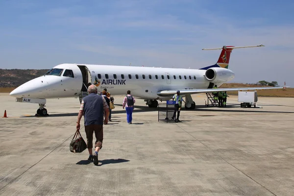 Mpumalanga Sydafrika Oktober 2018 Airlink Jet Asfalt Kruger Mpumalanga International — Stockfoto