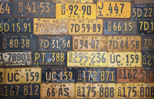 Old New York State Car License Plates — Stock Photo, Image