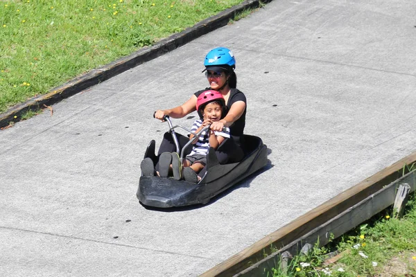 Rotorua New Zealand February 2019 Visitors Rides Skyline Rotorua Luge — Stock Photo, Image