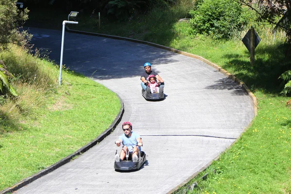 Rotorua New Zealand February 2019 Visitors Rides Skyline Rotorua Luge — Stock Photo, Image