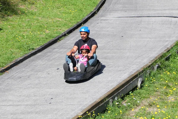 Rotorua New Zealand February 2019 Visitors Rides Skyline Rotorua Luge — Stock Photo, Image