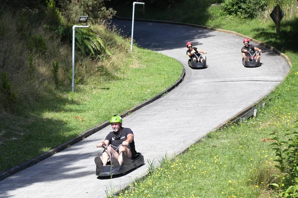 Rotorua Zéland Február 2019 Látogatók Túrák Skyline Rotorua Luge Híres — Stock Fotó