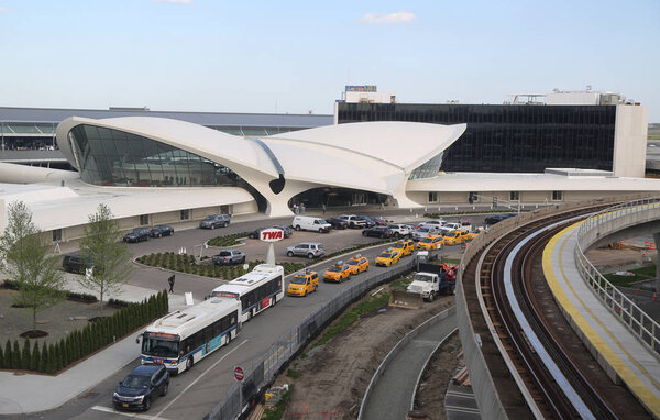 NEW YORK- MAY 16, 2019: TWA Hotel opened at the landmark TWA Flight Center building designed by Eero Saarinen at the John F. Kennedy International Airport (JFK) in New York