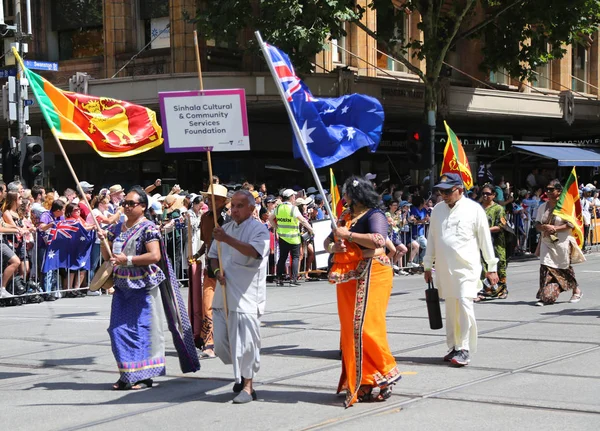 Melbourne Austrália Janeiro 2019 Membros Fundação Cultural Sinhala Participam Desfile — Fotografia de Stock