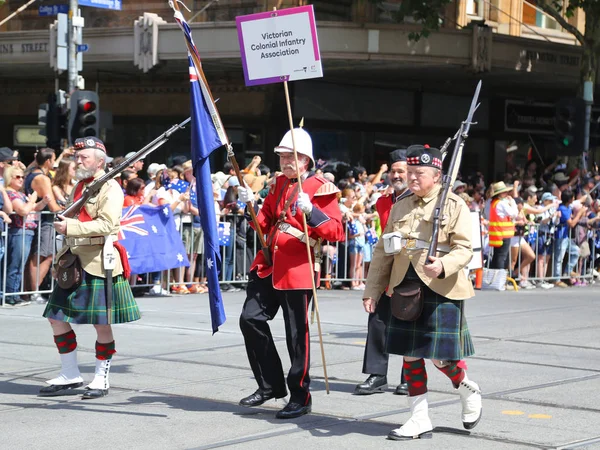 Melbourne Australie Janvier 2019 Des Membres Victorian Colonial Infantry Association — Photo