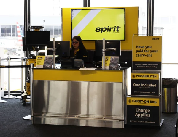 Chicago Illinois Maja 2019 Spirit Airlines Zameldować Się Counter Lotnisku — Zdjęcie stockowe