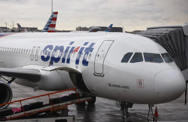 イリノイ州シカゴ 2019年3月14日 シカゴのオヘア国際空港の駐機場でスピリット航空エアバスA320 — ストック写真