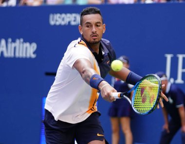 New York-1 Eylül 2018: profesyonel tenis oyuncusu Nick Kyrgios Avustralya 'da eylem sırasında onun 2018 bize açık yuvarlak içinde 32 maç Billie Jean King Ulusal Tenis Merkezi