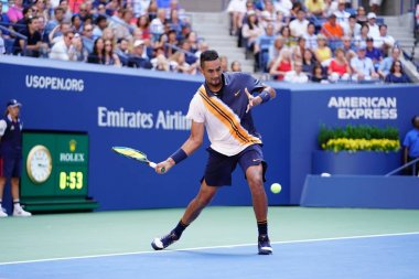New York-1 Eylül 2018: profesyonel tenis oyuncusu Nick Kyrgios Avustralya 'da eylem sırasında onun 2018 bize açık yuvarlak içinde 32 maç Billie Jean King Ulusal Tenis Merkezi