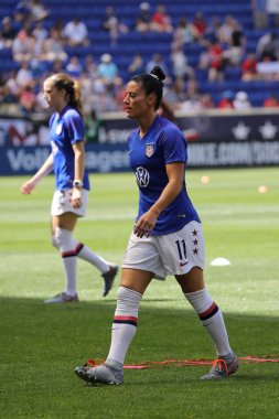 Harrison, Nj - 26 Mayıs 2019: ABD Kadın Milli Futbol Takımı'nın defans oyuncusu Ali Krieger, Harrison, Nj'de düzenlenen 2019 Kadınlar Dünya Kupası hazırlıkları sırasında Meksika maçından önce ısınma sırasında #11