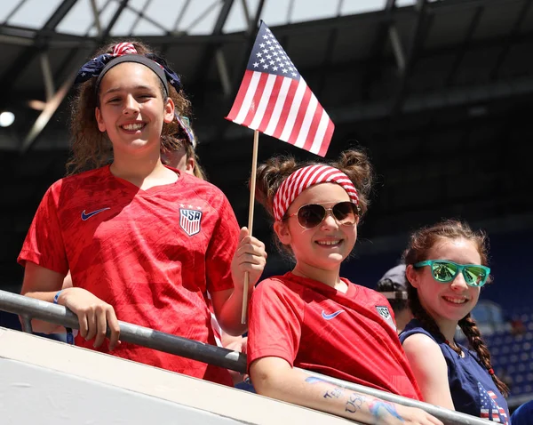 Harrison Maj 2019 Fotbollsfans Stödja Amerikanska Kvinnors National Soccer Team — Stockfoto