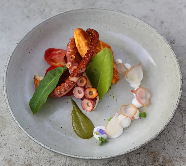 Grilled Octopus Served Gourmet Restaurant — Stock fotografie