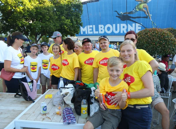 Melbourne Austrálie Ledna 2019 Australský Tenisový Fanoušky Podporuje Profesionálního Tenisového — Stock fotografie