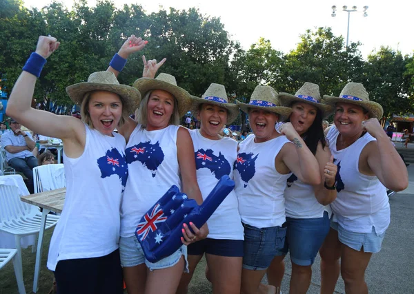 Melbourne Austrálie Ledna 2019 Australský Tenisový Fanoušky Podporuje Profesionálního Tenisového — Stock fotografie