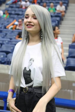 NEW YORK - AUGUST 25, 2018: German singer and songwriter Kim Petras participates at Arthur Ashe Kids Day 2018 at Billie Jean King National Tennis Center