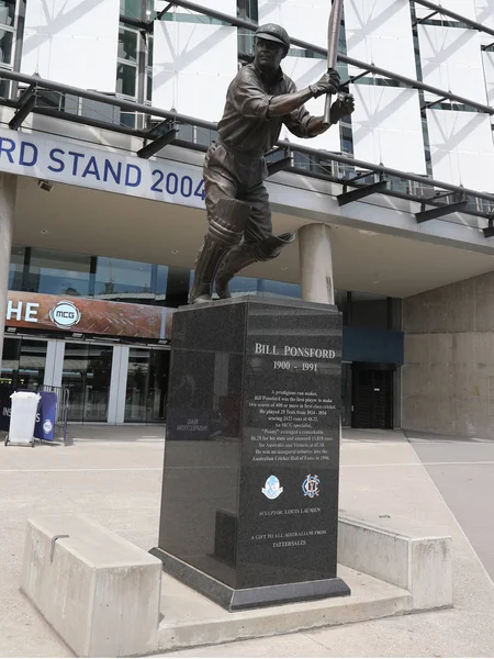 Melbourne Australia Enero 2019 Estatua Del Jugador Críquet Sir Bill —  Fotos de Stock