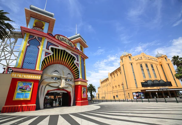 Melbourne Australia Stycznia 2019 Główna Brama Luna Park Palais Theatre — Zdjęcie stockowe
