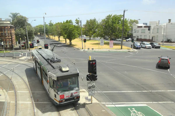 Melbourne Avustralya Ocak 2019 Modern Melbourne Tramvayı Kilda Banliyösünde Ünlü — Stok fotoğraf